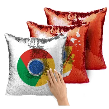 Chrome, Μαξιλάρι καναπέ Μαγικό Κόκκινο με πούλιες 40x40cm περιέχεται το γέμισμα