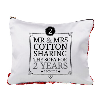 Mr & Mrs Sharing the sofa, Τσαντάκι νεσεσέρ με πούλιες (Sequin) Κόκκινο