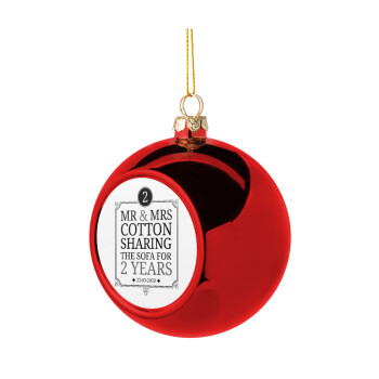 Mr & Mrs Sharing the sofa, Christmas tree ball Red 8cm