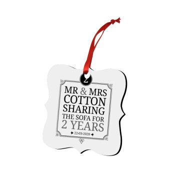 Mr & Mrs Sharing the sofa, Στολίδι Χριστουγεννιάτικο στολίδι polygon ξύλινο 7.5cm