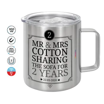 Mr & Mrs Sharing the sofa, Mug Stainless steel double wall 300ml