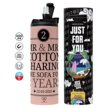 Mr & Mrs Sharing the sofa, Tumbler stainless steel PINK 600ml