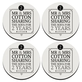 Mr & Mrs Sharing the sofa, ΣΕΤ 4 Σουβέρ ξύλινα στρογγυλά (9cm)