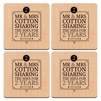 Mr & Mrs Sharing the sofa, ΣΕΤ x4 Σουβέρ ξύλινα τετράγωνα plywood (9cm)