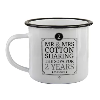 Mr & Mrs Sharing the sofa, Κούπα εμαγιέ με μαύρο χείλος 360ml