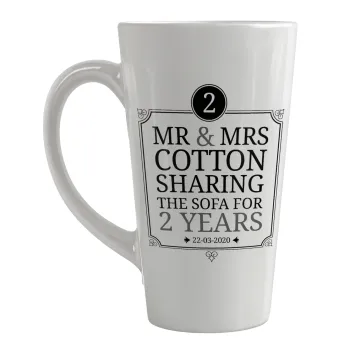 Mr & Mrs Sharing the sofa, Κούπα κωνική Latte Μεγάλη, κεραμική, 450ml