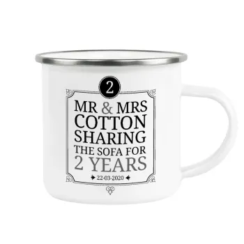 Mr & Mrs Sharing the sofa, Κούπα Μεταλλική εμαγιέ λευκη 360ml