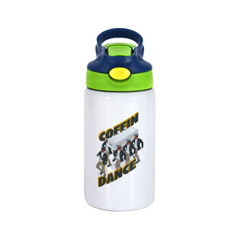 Coffin Dance!, Children's hot water bottle, stainless steel, with safety straw, green, blue (350ml)