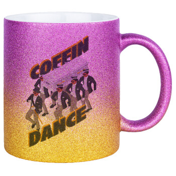 Coffin Dance!, Κούπα Χρυσή/Ροζ Glitter, κεραμική, 330ml