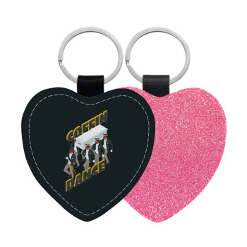 Coffin Dance!, Μπρελόκ PU δερμάτινο glitter καρδιά ΡΟΖ