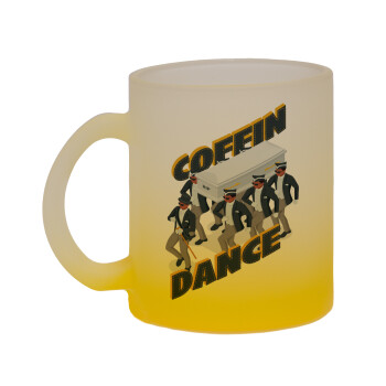 Coffin Dance!, Κούπα γυάλινη δίχρωμη με βάση το κίτρινο ματ, 330ml