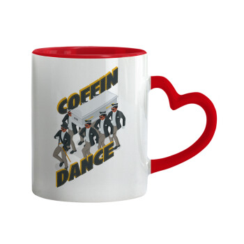 Coffin Dance!, Mug heart red handle, ceramic, 330ml
