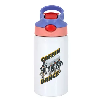 Coffin Dance!, Children's hot water bottle, stainless steel, with safety straw, pink/purple (350ml)