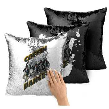 Coffin Dance!, Μαξιλάρι καναπέ Μαγικό Μαύρο με πούλιες 40x40cm περιέχεται το γέμισμα