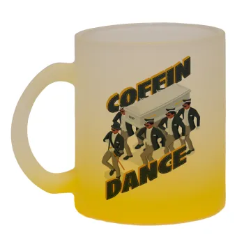 Coffin Dance!, Κούπα γυάλινη δίχρωμη με βάση το κίτρινο ματ, 330ml