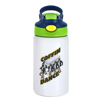 Coffin Dance!, Children's hot water bottle, stainless steel, with safety straw, green, blue (350ml)