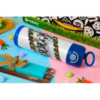 Coffin Dance!, Easter candle, Childrens hot water bottle, stainless steel, with safety straw, BLUE (500ml)