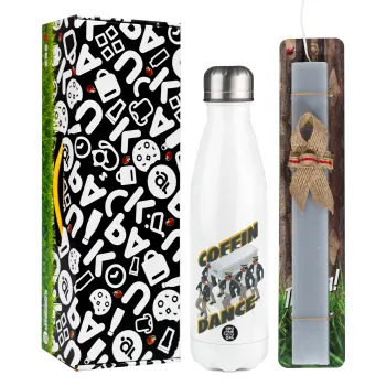 Coffin Dance!, Easter candle, metallic white thermos bottle (500ml) & aromatic flat candle (30cm) (GRAY)