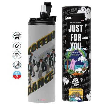 Coffin Dance!, Tumbler ποτήρι θερμό ΓΚΡΙ από ανοξείδωτο ατσάλι 600ml