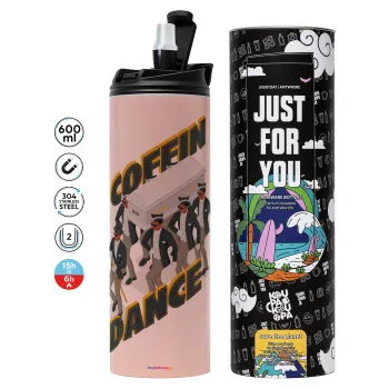 Coffin Dance!, Tumbler ποτήρι θερμό ΡΟΖ από ανοξείδωτο ατσάλι 600ml