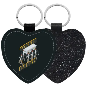 Coffin Dance!, Μπρελόκ PU δερμάτινο glitter καρδιά ΜΑΥΡΟ