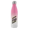 Metal mug thermos Pink/White (Stainless steel), double wall, 500ml