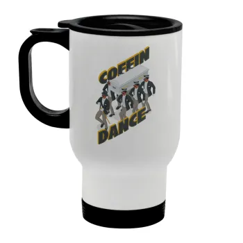 Coffin Dance!, Stainless steel travel mug with lid, double wall white 450ml