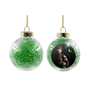 How to train your dragon Night Fury, Χριστουγεννιάτικη μπάλα δένδρου διάφανη με πράσινο γέμισμα 8cm
