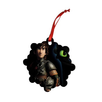How to train your dragon Night Fury, Christmas ornament snowflake wooden 7.5cm