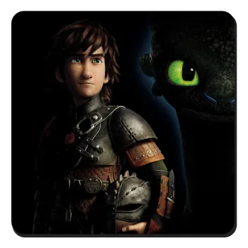 How to train your dragon Night Fury, Τετράγωνο μαγνητάκι ξύλινο 9x9cm