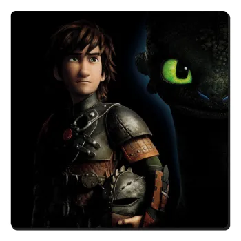 How to train your dragon Night Fury, Τετράγωνο μαγνητάκι ξύλινο 6x6cm