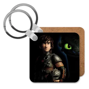 How to train your dragon Night Fury, Μπρελόκ Ξύλινο τετράγωνο MDF