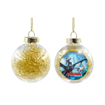 How to train your dragon, Χριστουγεννιάτικη μπάλα δένδρου διάφανη με χρυσό γέμισμα 8cm