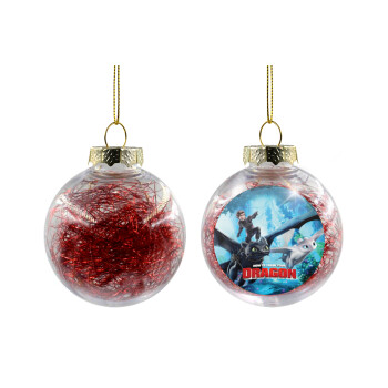 How to train your dragon, Transparent Christmas tree ball ornament with red filling 8cm