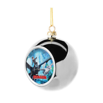 How to train your dragon, Silver 8cm Christmas tree ball ornament