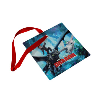 How to train your dragon, Christmas ornament, glass square ornament 9x9cm