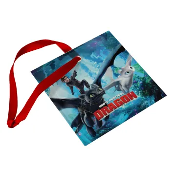 How to train your dragon, Christmas ornament, glass square ornament 9x9cm