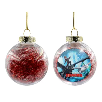 How to train your dragon, Transparent Christmas tree ball ornament with red filling 8cm