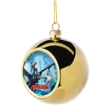 How to train your dragon, Στολίδι Χριστουγεννιάτικη μπάλα δένδρου Χρυσή 8cm