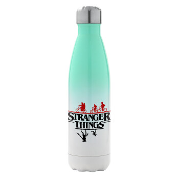 Stranger Things upside down, Metal mug thermos Green/White (Stainless steel), double wall, 500ml