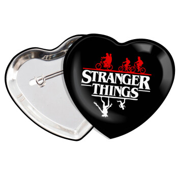Stranger Things upside down, Κονκάρδα παραμάνα καρδιά (57x52mm)