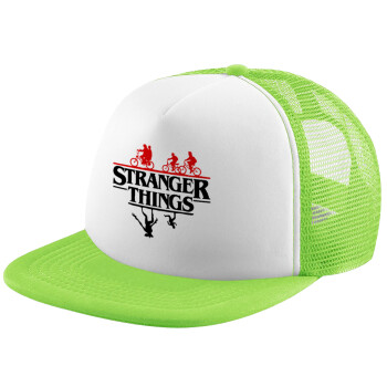 Stranger Things upside down, Καπέλο Soft Trucker με Δίχτυ Πράσινο/Λευκό