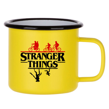 Stranger Things upside down, Metallic enamel MATT Yellow cup 360ml