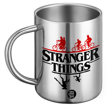 Stranger Things upside down, Ανοξείδωτη Μεταλλική Κούπα 450ml - Διπλού Τοιχώματος