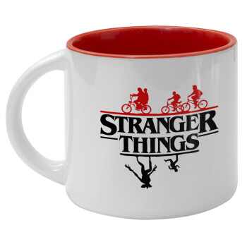 Stranger Things upside down, Κούπα κεραμική 400ml Λευκή/Κόκκινη