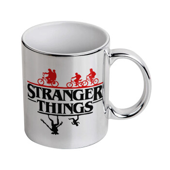 Stranger Things upside down, Mug ceramic, silver mirror, 330ml