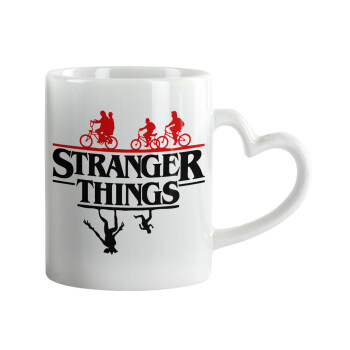 Stranger Things upside down, Mug heart handle, ceramic, 330ml