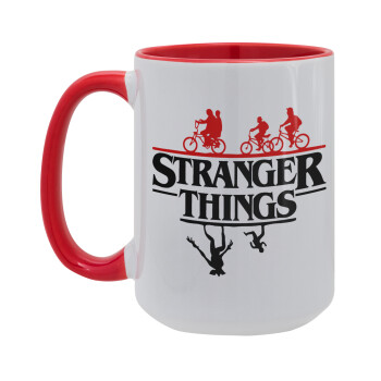 Stranger Things upside down, Κούπα Mega 15oz, κεραμική Κόκκινη, 450ml