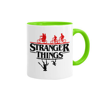 Stranger Things upside down, Mug colored light green, ceramic, 330ml