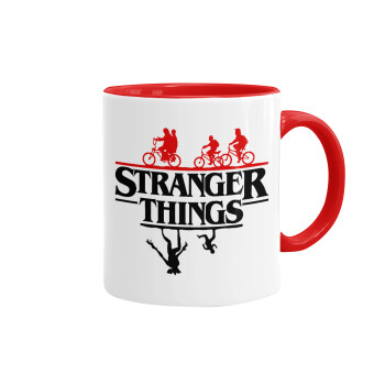 Stranger Things upside down, Mug colored red, ceramic, 330ml